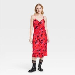 A NEW DAY Red Floral Women's SLIP Dress